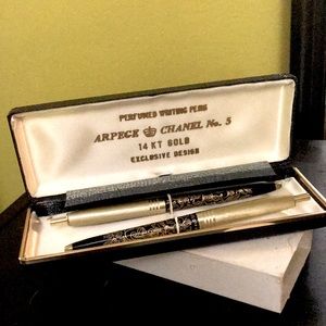Vintage Chanel No.5 & Arpege 14k gold pen set!